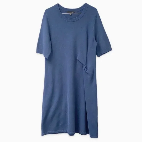 Banana Republic, Dark Blue Midi Dress, with Waist Scrunch Accent, Size L - Picture 1 of 5